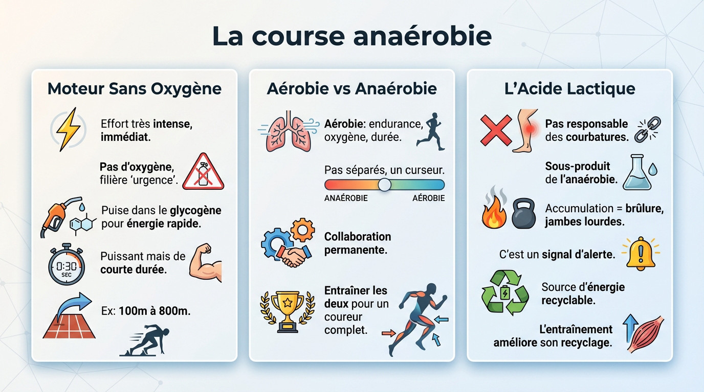 Infographie illustrant le concept de course anaérobie et l'intensité physiologique