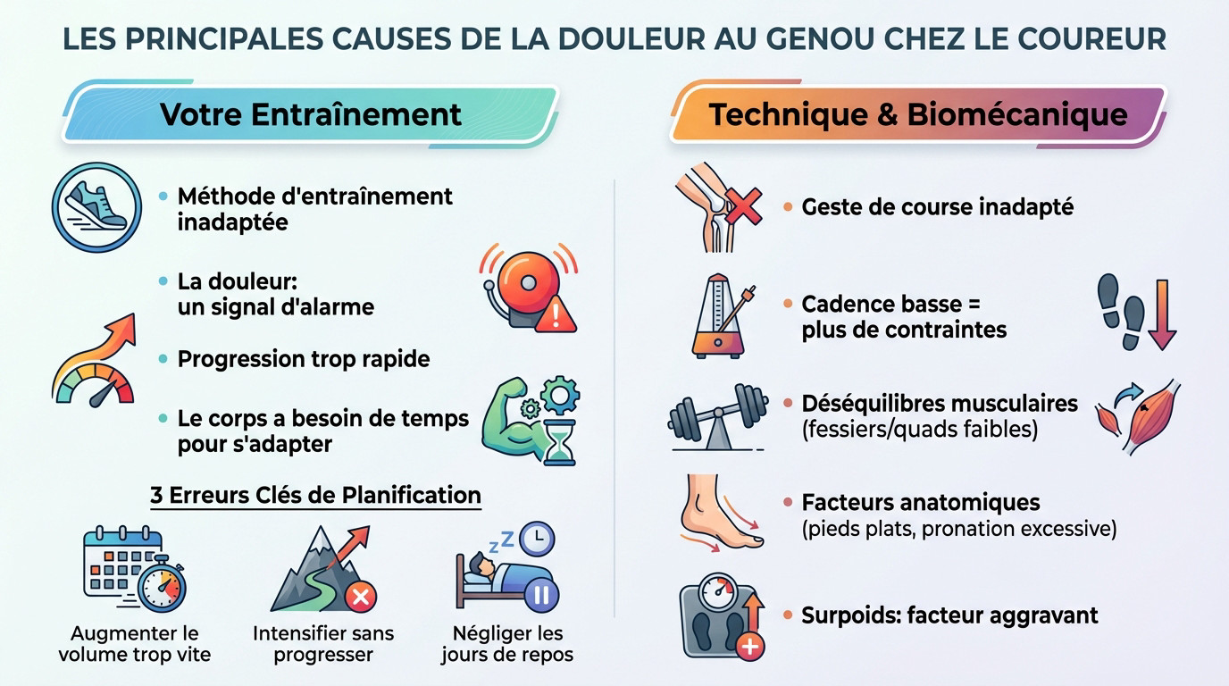 Illustration des causes fréquentes de douleur genou course à pied