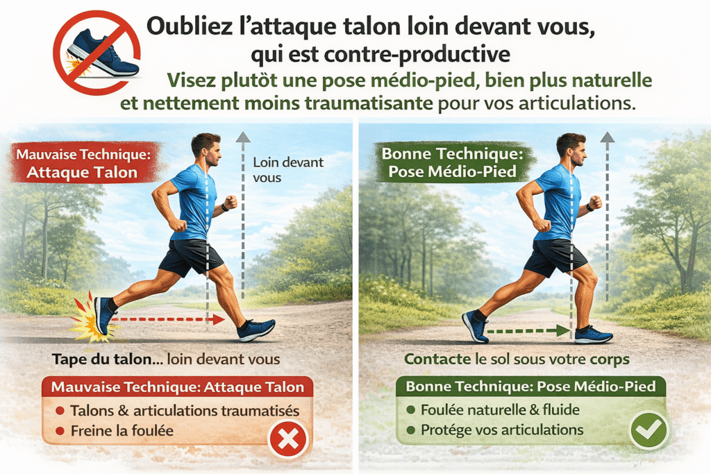 importance de la pose de pieds pour courir plus vite
