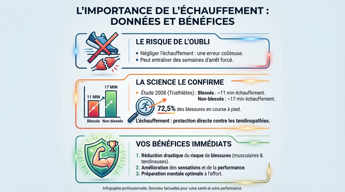 Graphique montrant l'impact de l'échauffement sur la réduction des blessures en course à pied
